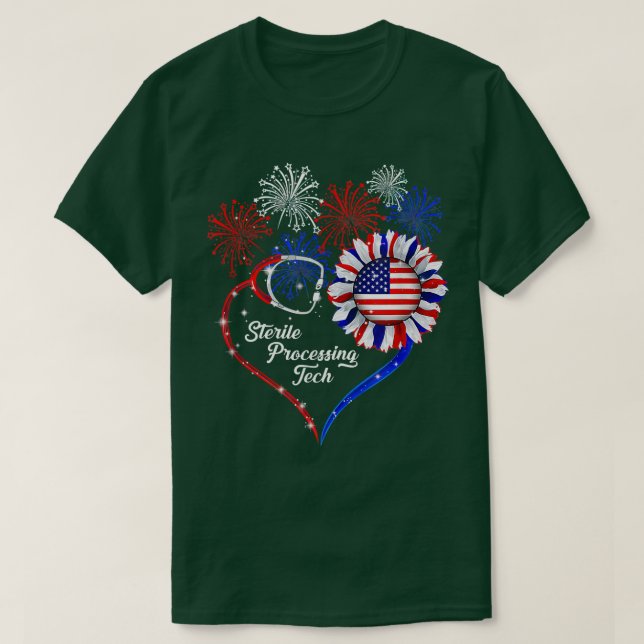 Patriotic Sterile Processing Tech 4:e juli Amer T Shirt (Design framsida)