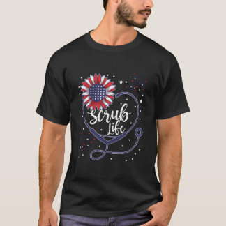 Patriotic Stethoscope Solros SCrub Life Nurse 4 T Shirt