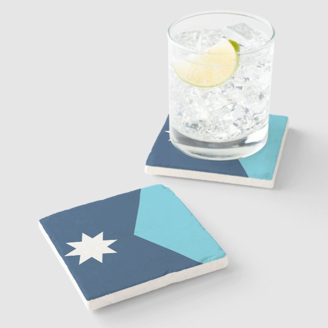 Patriotic stone coaster with Flag of Minnesota, US Stenunderlägg (Sidan)