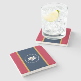Patriotic stone coaster with Flag of Mississippi Stenunderlägg