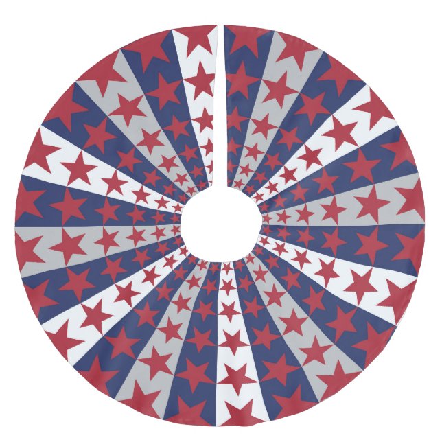 Patriotic Sunburst: American Flagga Artwork Julgransmatta Borstad Polyester (Framsidan)