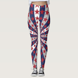 Patriotic Sunburst: American Flagga Artwork Leggings