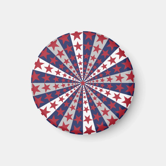 Patriotic Sunburst: American Flagga Artwork Magnet (Framsidan)