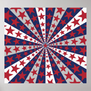 Patriotic Sunburst: American Flagga Artwork Poster