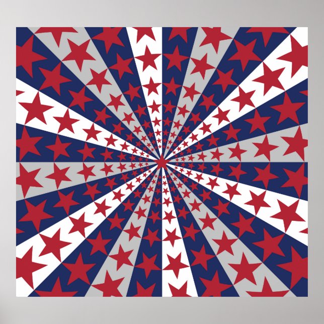 Patriotic Sunburst: American Flagga Artwork Poster (Framsidan)