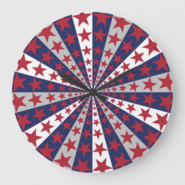 Patriotic Sunburst: American Flagga Artwork Stor Klocka (Framsida)