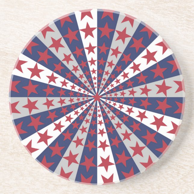 Patriotic Sunburst: American Flagga Artwork Underlägg (Framsidan)