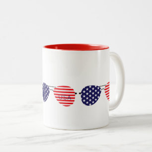 Patriotic Sunglasses Rött vitt blått USA Coola Två-Tonad Mugg