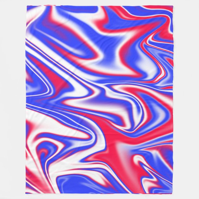 "Patriotic Swirl: The Red, White and Blue Marble" Fleecefilt (Framsidan)