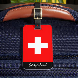 Patriotic Swiss Luggage Tags, Swiss Flagga Bagagebricka
