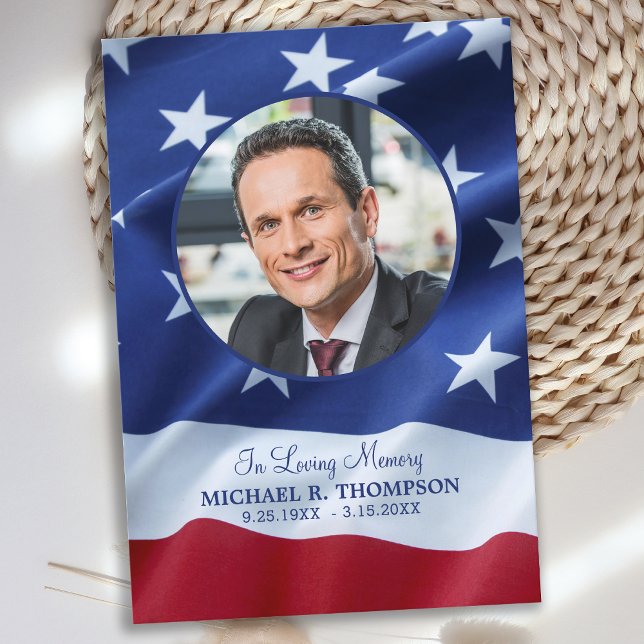 Patriotic Sympathy Memorial Photo Veteran Funeral Tack Kort (Skapare uppladdad)