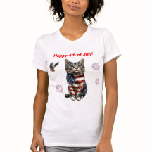Patriotic Tabby katt T-Shirt, American Flagga Cat