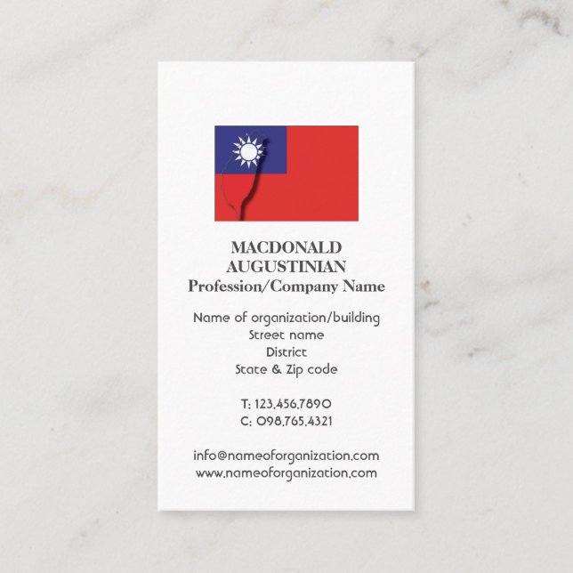 Patriotic | TAIWAN FLAGGA | Foto-Affärskort Visitkort (Framsida)