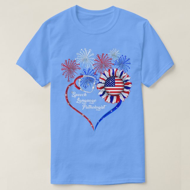 Patriotic Tal språkpatolog 4:e juli T Shirt (Design framsida)