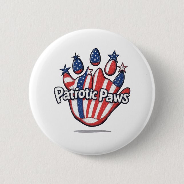 Patriotic Tassar - Cute USA flagga Cat Tass-knapp Knapp (Framsida)