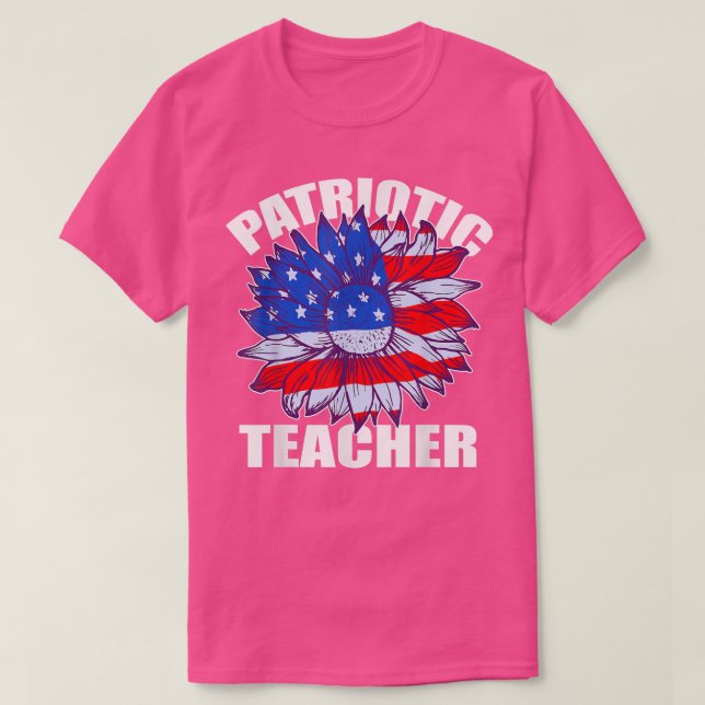 Patriotic teacher sunflower retro job america flag t shirt (Design framsida)