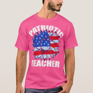 Patriotic teacher sunflower retro job america flag t shirt