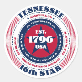 Patriotic Tennessee Circle Design Sticker Runt Klistermärke