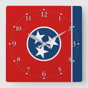Patriotic Tennessee Statlig flagga Fyrkantig Klocka