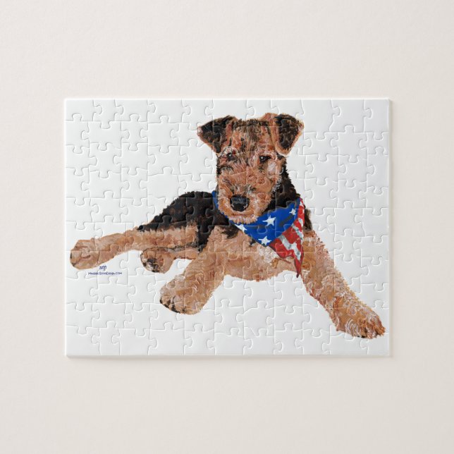 Patriotic Terrier Puppy Pussel (Horisontell)