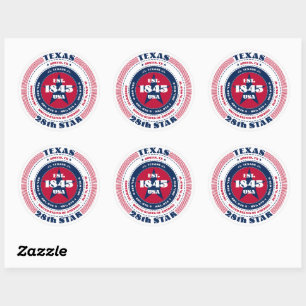 Patriotic Texas Circle Design Sticker Runt Klistermärke