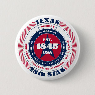 Patriotic Texas Circle med statsinformation Knapp