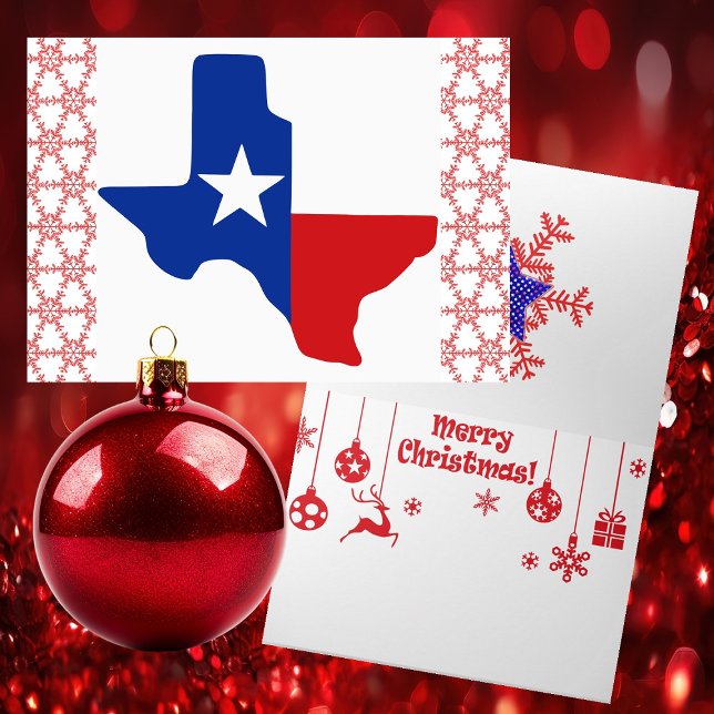 Patriotic Texas Helgdag Card Helgkort (BIG BOLD - Texas Style Patriotic - Red White & Blue - Lone Star State - Christmas Card)