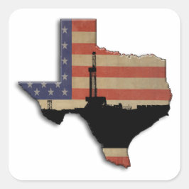 Patriotic Texas Oil Drilling Rig Fyrkantigt Klistermärke