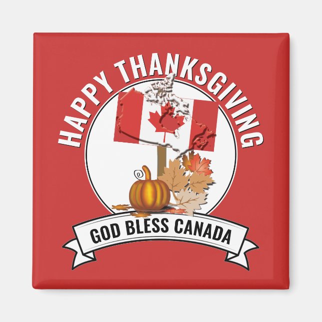 Patriotic THANK GOD FOR CANADA Thanksgiving Magnet (Framsidan)