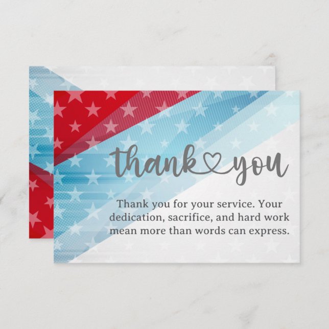 Patriotic Thank You For Your Service Card (Fram/baksida)