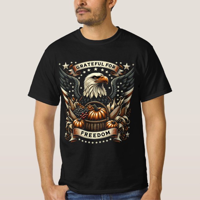 Patriotic Thanksgiving Eagle Design T Shirt (Framsida)