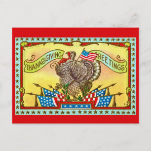 Patriotic Thanksgiving Hälsning Vykort