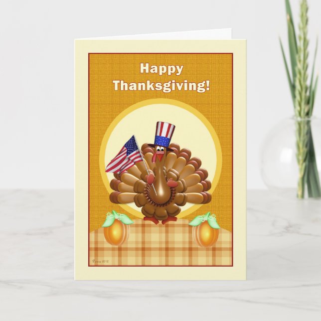Patriotic Thanksgiving Turkey Greeting Card Helgkort (Framsida)