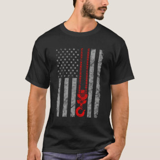 Patriotic Thin Red Line American Crane Operator Fl T Shirt