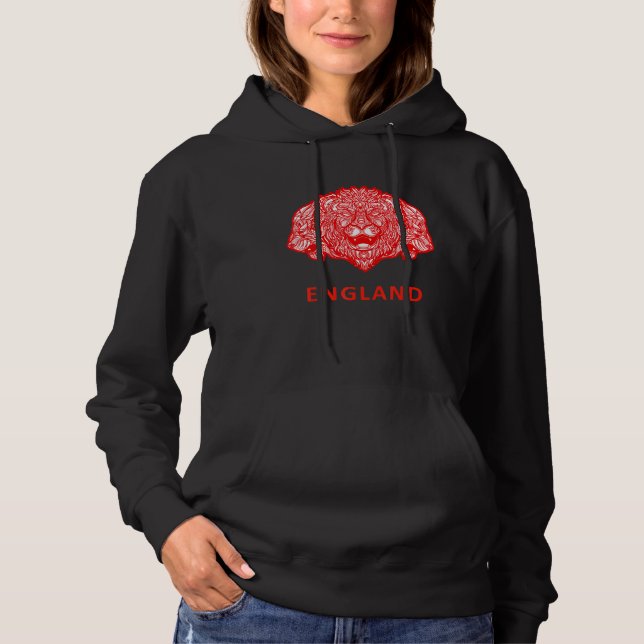 Patriotic Three Headed Lejon England T Shirt (Framsida)