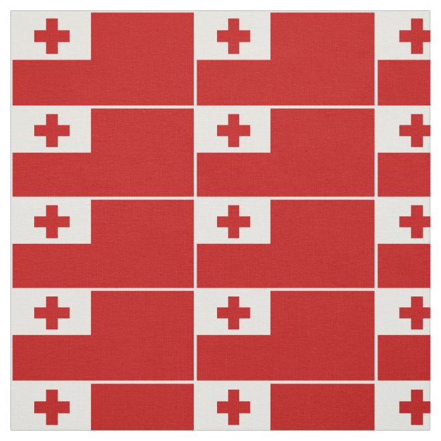 Patriotic Tonga Flagga White Gräns Tyg (Provkarta)