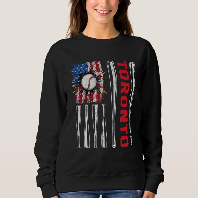 Patriotic Toronto Softball US American Flag Baseba T Shirt (Framsida)