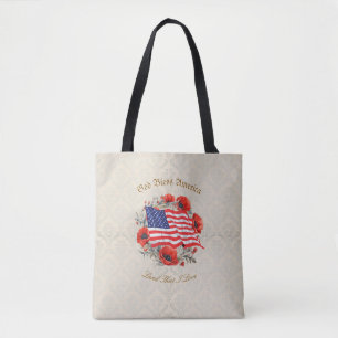 Patriotic Tote Bag Välsigna dig America Flagga Pop Tygkasse