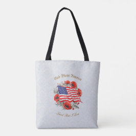 Patriotic Tote Bag Välsigna dig America Flagga Pop Tygkasse