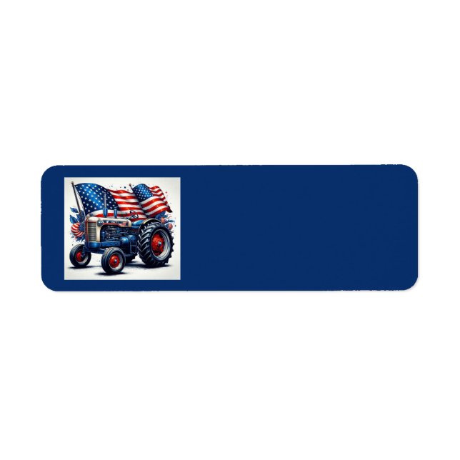 Patriotic Tractor Adressetiketters Returadress Etikett (Framsidan)