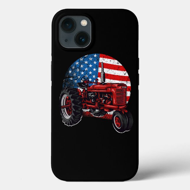 Patriotic Tractor American Flagga Shirt Tractor Fa (Baksida)
