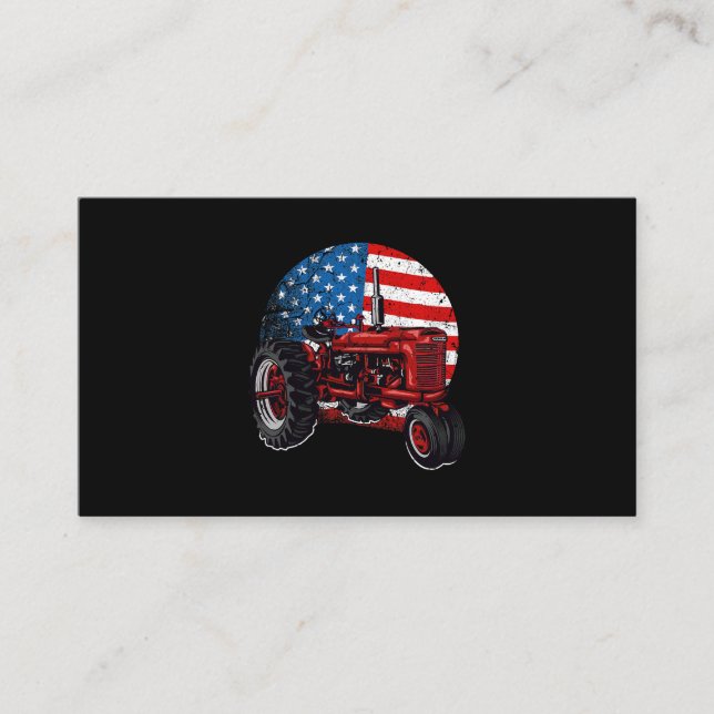 Patriotic Tractor American Flagga Shirt Tractor Fa Visitkort (Framsida)
