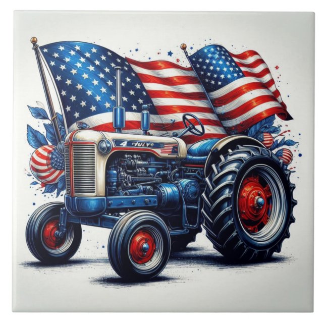 Patriotic Tractor Ceramic Tile Kakelplatta (Framsidan)