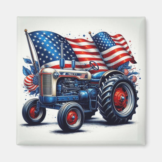Patriotic Tractor Magnet (Framsidan)