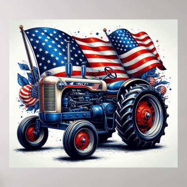 Patriotic Tractor Poster (Framsidan)