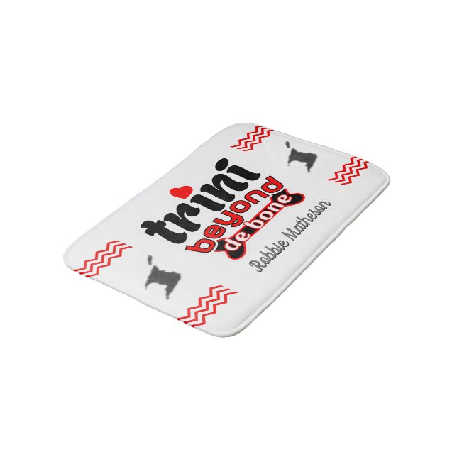 Patriotic Trini Beyond de Bone with Namn on WHITE Badrumsmatta (Vinklad)