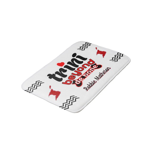 Patriotic Trini Beyond de Bone with Namn on WHITE Badrumsmatta (Vinklad)