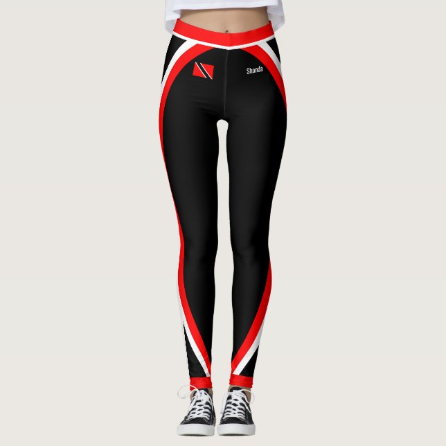 Patriotic Trinidad och Tobago Flagga med ditt namn Leggings (Framsida)