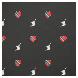 Patriotic Trinidad & Tobago Heart Flagga och Karta Tyg