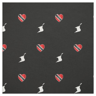 Patriotic Trinidad & Tobago Heart Flagga och Karta Tyg